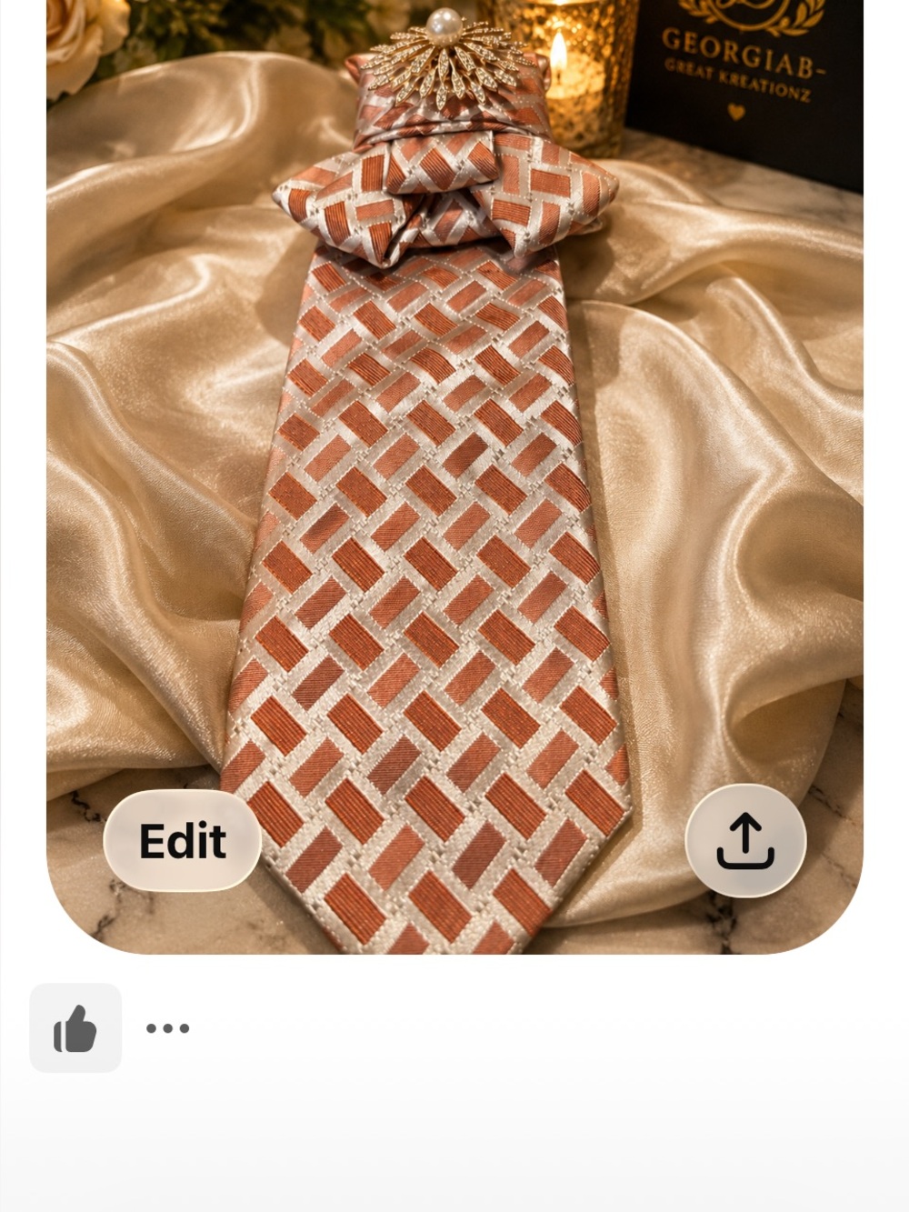 Georgiab Peach & Silver Woven Silk Tie